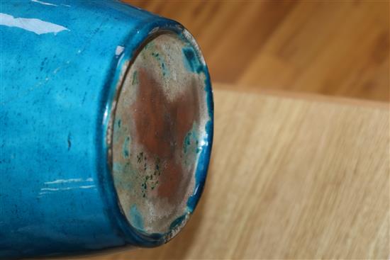 A Chinese blue and white vase, two polychrome vases, two glass vases etc.